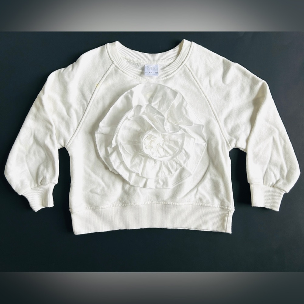 Zara Cream Sweatshirt with Subtle Floral Accent